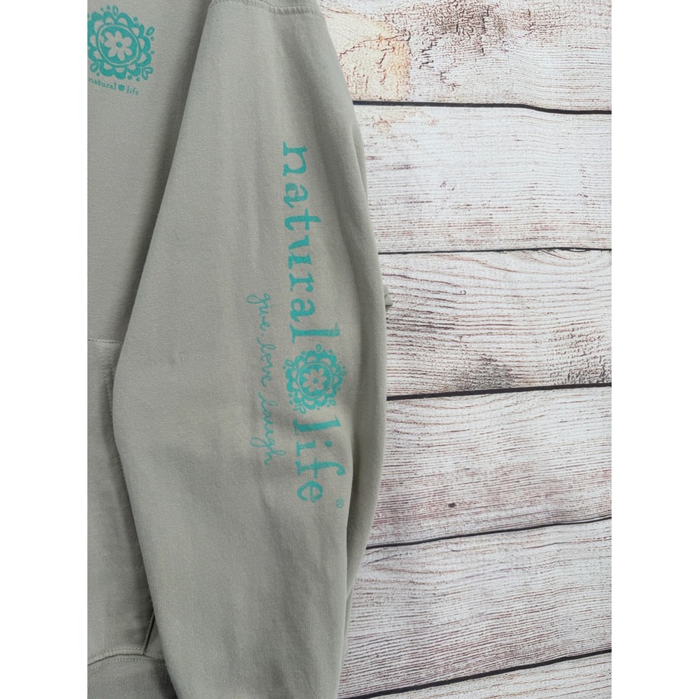 Natural Life Hoodie Women XXL Sage Green Good Vibes Only Graphic Pullover - Picture 6 of 9